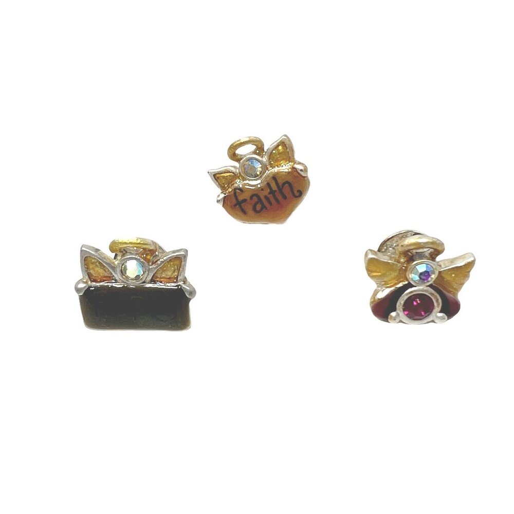 AJMC Angel Pins Hope Faith‎ Set of 3 Brooches Rhinestone